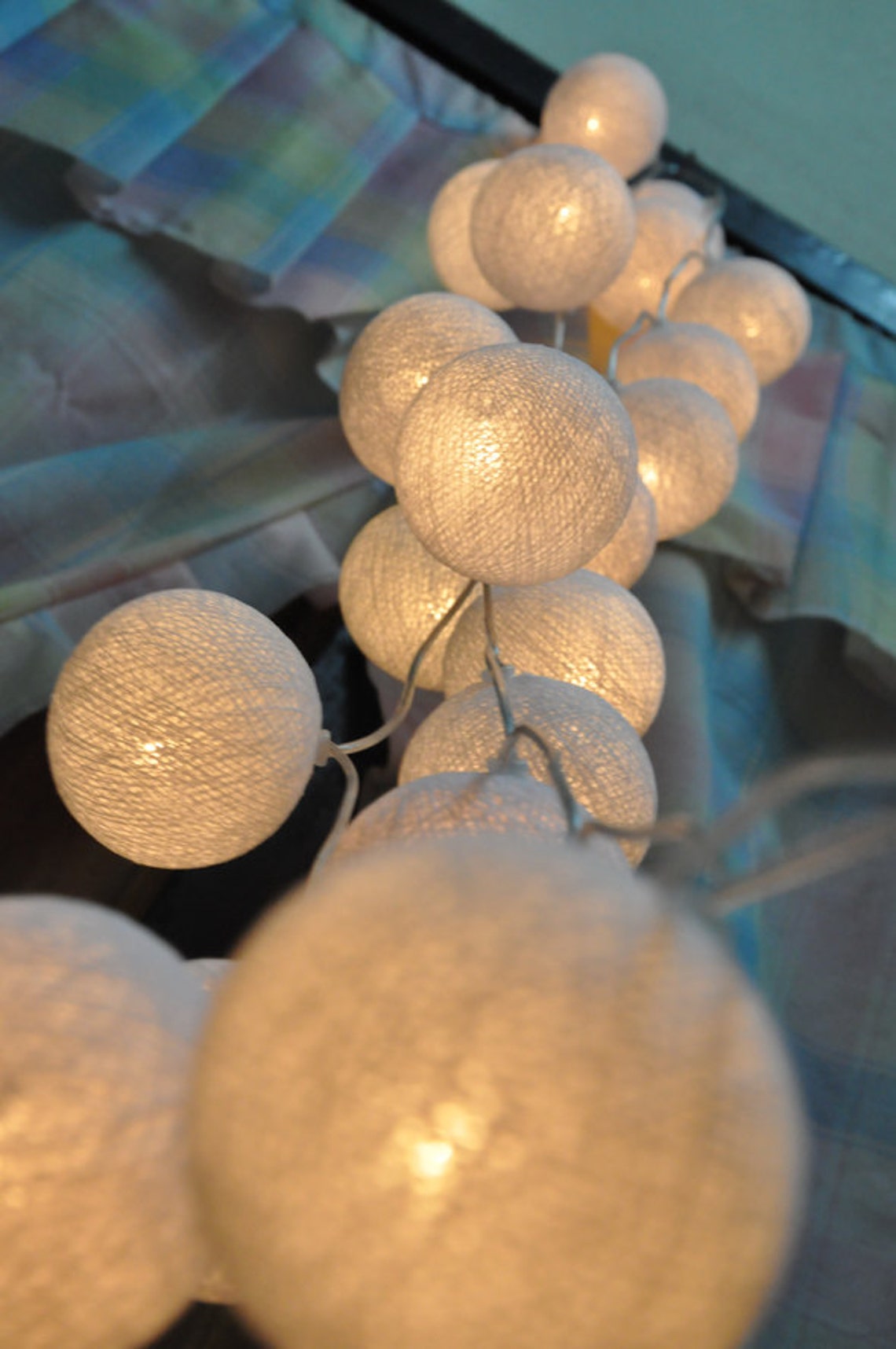 Handmade White Cotton Ball String Lights for Etsy