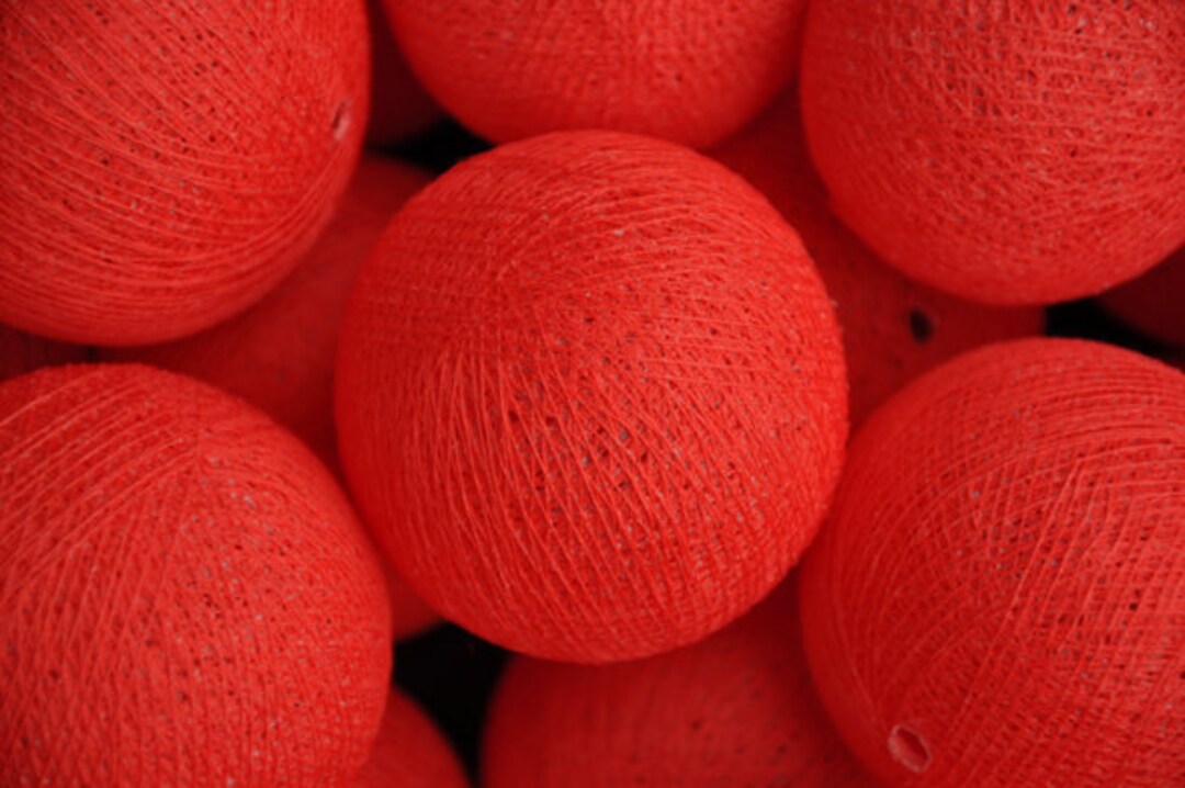 100 Red Colour Cotton Balls Decoration Etsy