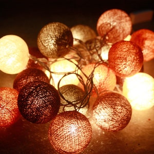 Earth tone colour cotton ball string lights for Patio,Wedding,Party and Decoration (20 bulbs), fairy lights