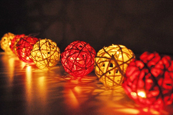 Rattan ball 2024 string lights