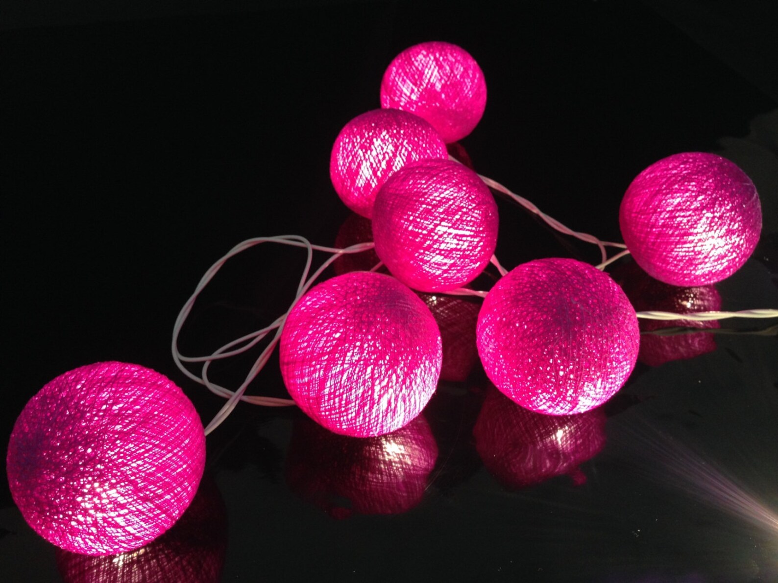 20 Bulbs Handmade Royal Purple Cotton Ball String Lights for Etsy