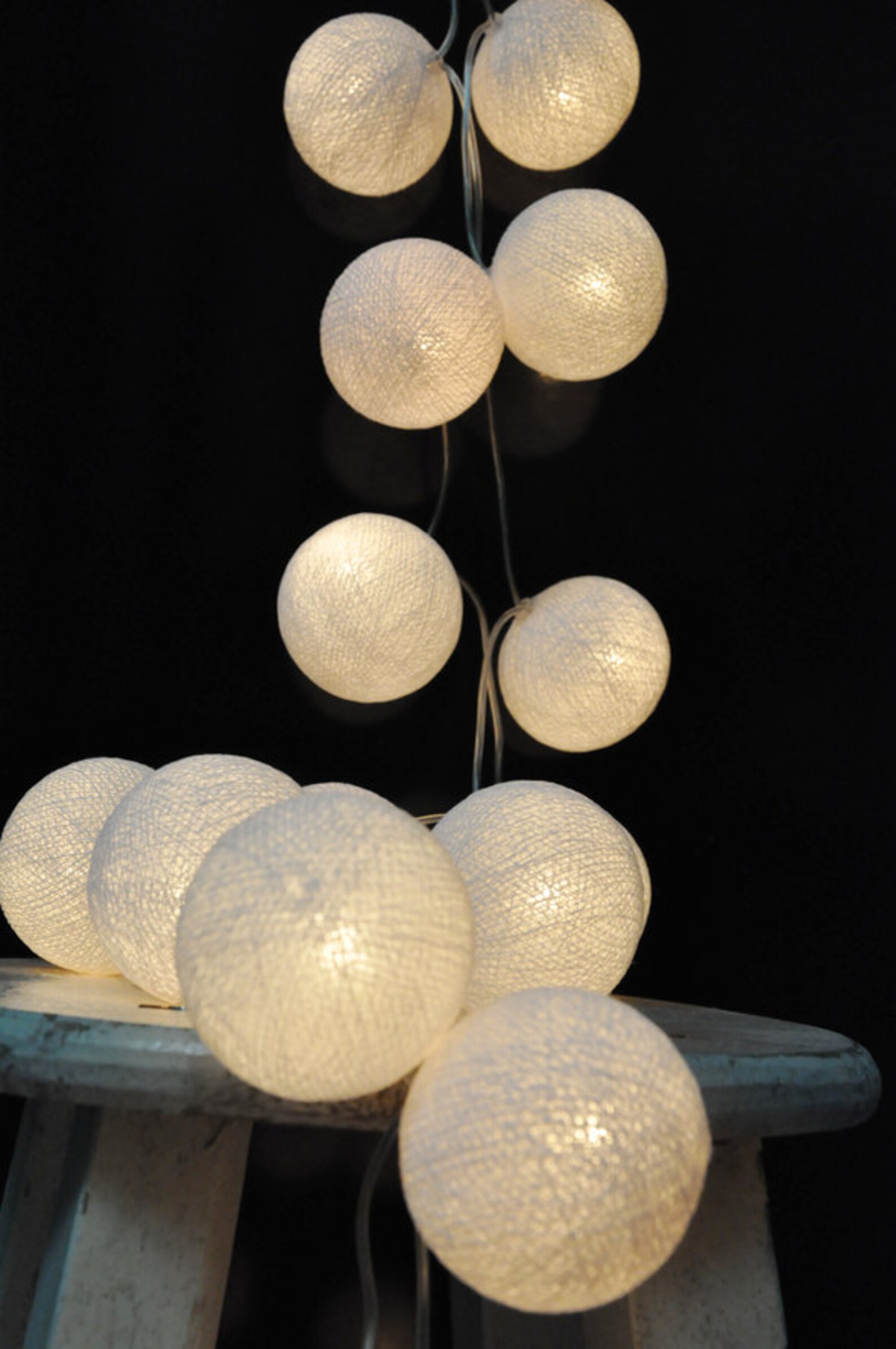 Handmade White Cotton Ball String Lights for Etsy