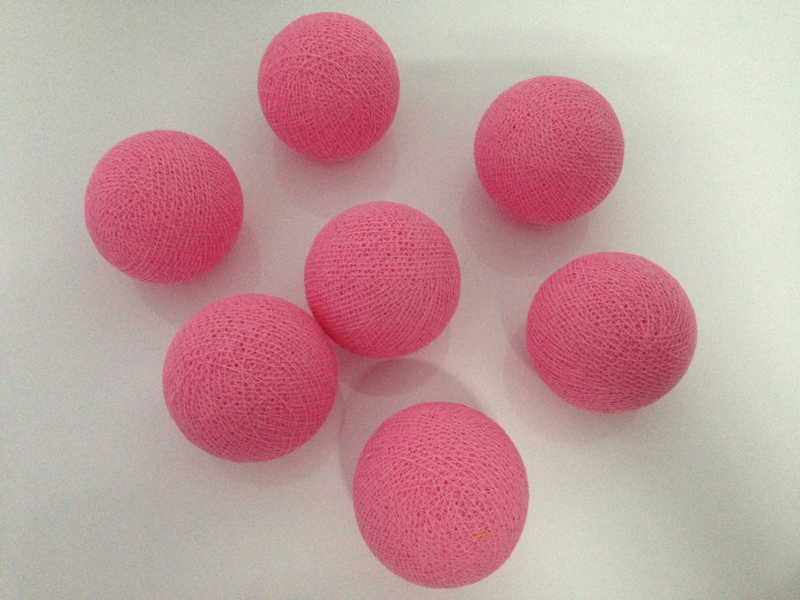 35 Bulbs Hot Pink Cotton Ball String Lights for Etsy