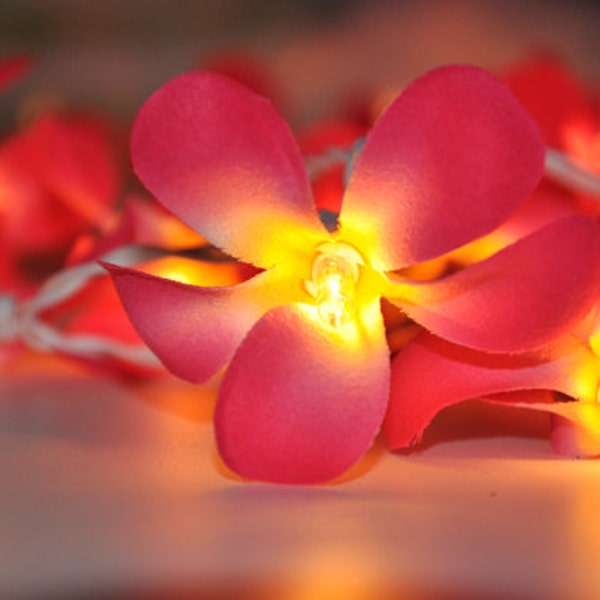 20 LED Tropical Frangipani Flower String Lights ? Battery-Operated Fairy Lights for Home, Wedding, and Party Decoration