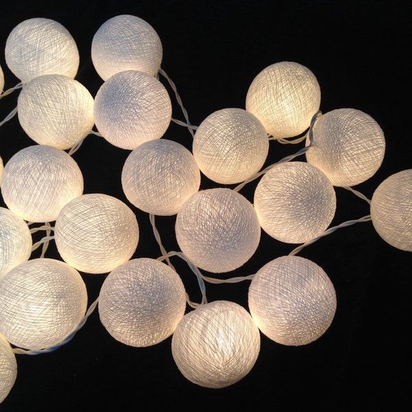 Handmade White cotton ball string lights for Patio,Wedding,Party, Christmas Light, Party Lights and Decoration