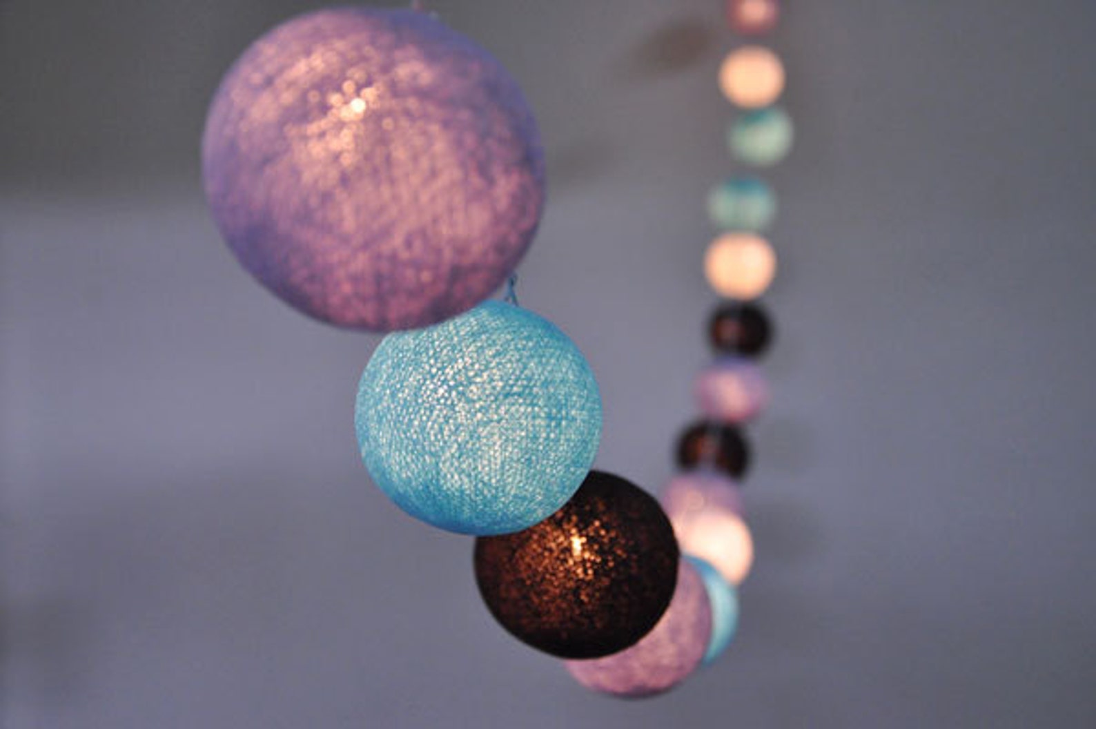20 Bulbs Mixed Pastel Purple Cotton Ball String Lights for Etsy Sweden