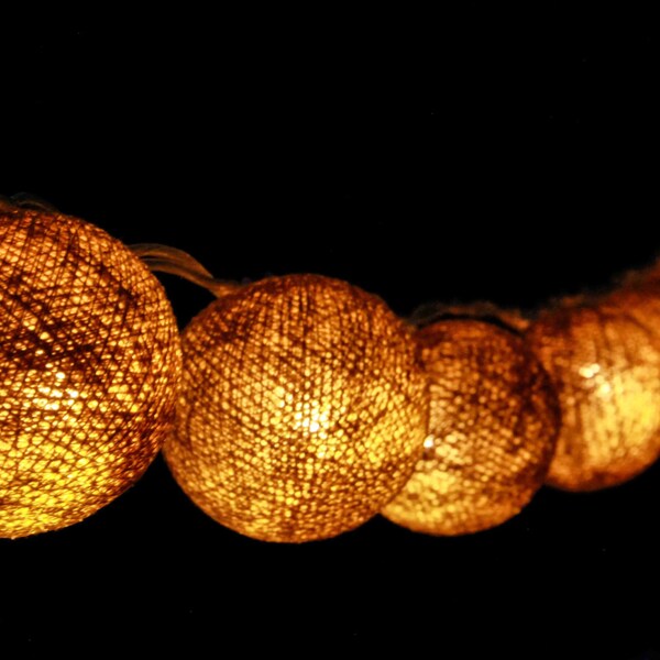 Moutarde Fée lumière boule de coton guirlandes lumineuses pour Patio, Mariage, Fête et Décoration, Fairy Lights