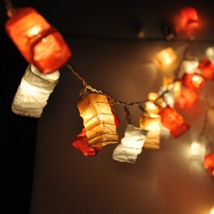 Classic orange mulberry paper Geometry spring Lanterns for party & decoration, Fairy Lights
