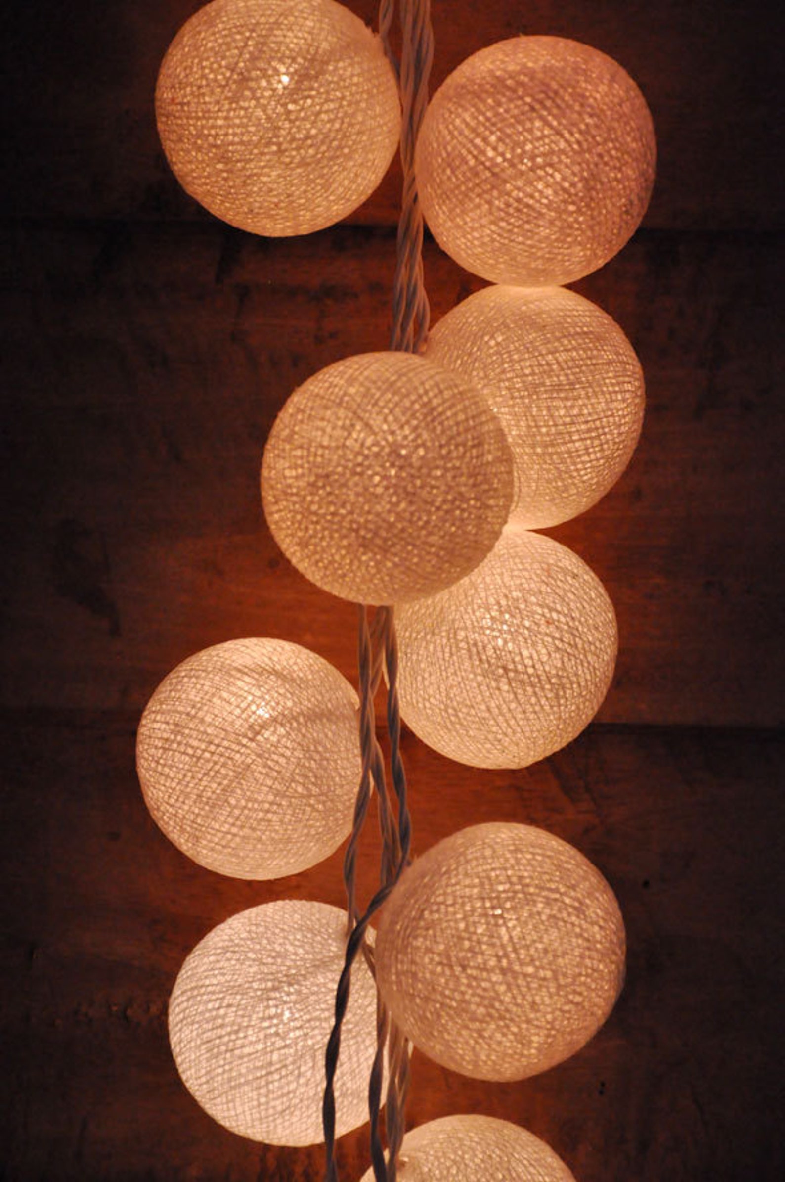 35 Bulbs Retro White Cotton Ball String Lights for Etsy