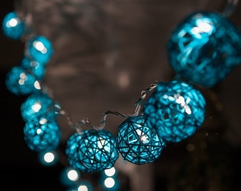 Blue Rattan ball string lights for Patio,Wedding,Party and Decoration, fairy lights