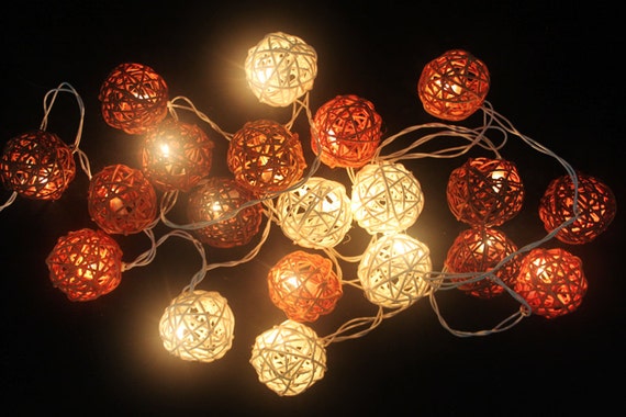 Brown Shade Rattan Ball String Lights for Patio wedding party and