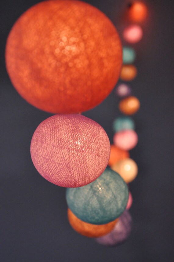 35 Bulbs Sweet Pastel Pink cotton ball string lights for Etsy