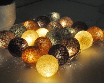 Jungle tones Cotton ball string lights for Patio,Wedding,Party and Decoration
