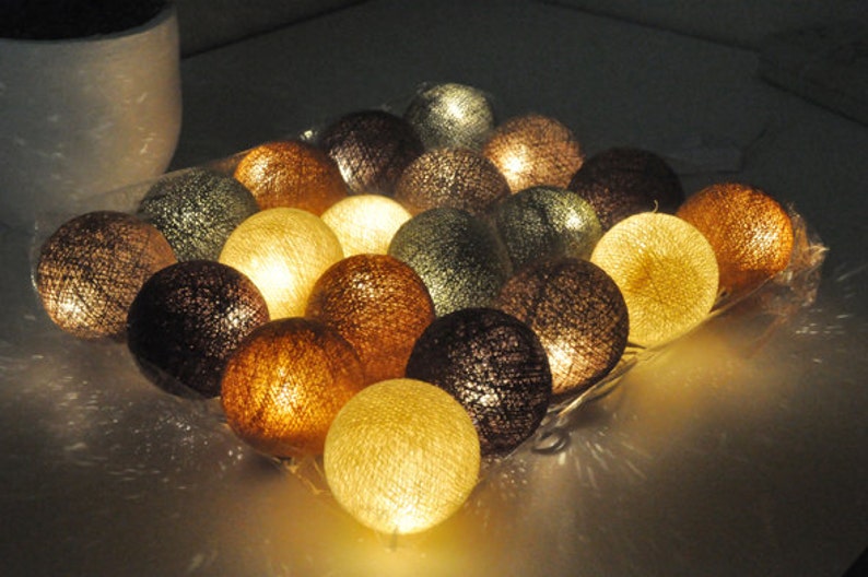 20 Bulbs Jungle tones Cotton ball string lights for Etsy
