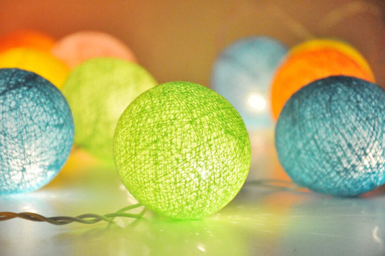 Sweet Colour Cotton Ball String Lights for Patioweddingparty Etsy