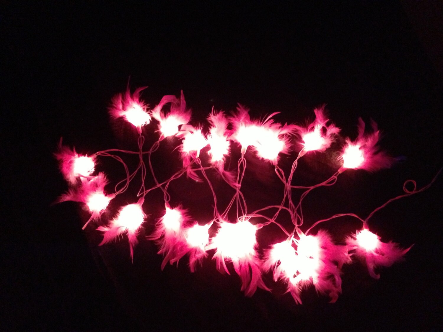 Sweet Pink Fluffy Feather String Lights for Patio wedding party
