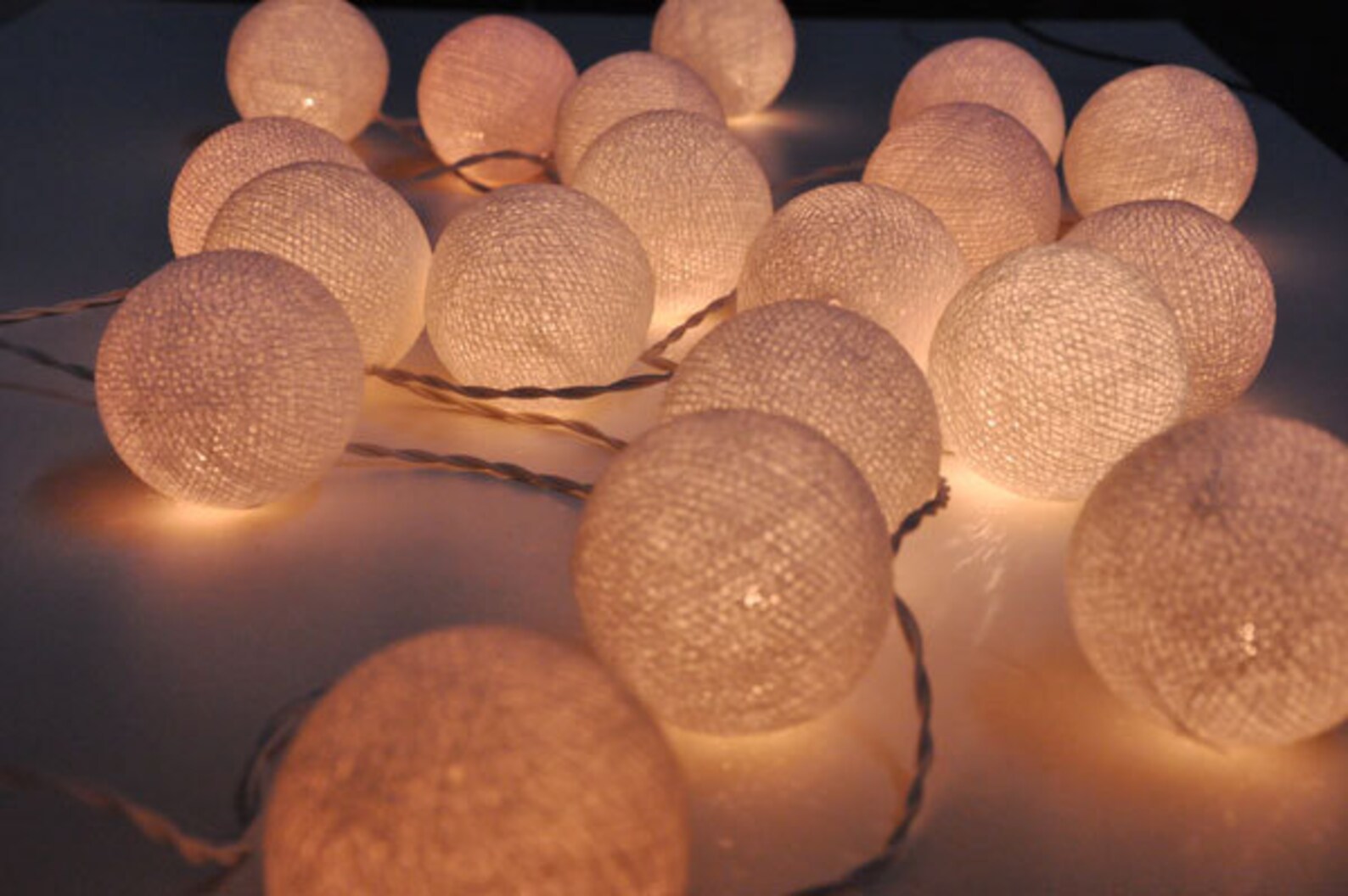 20 Bulbs Handmade Classic White cotton ball string lights for Etsy