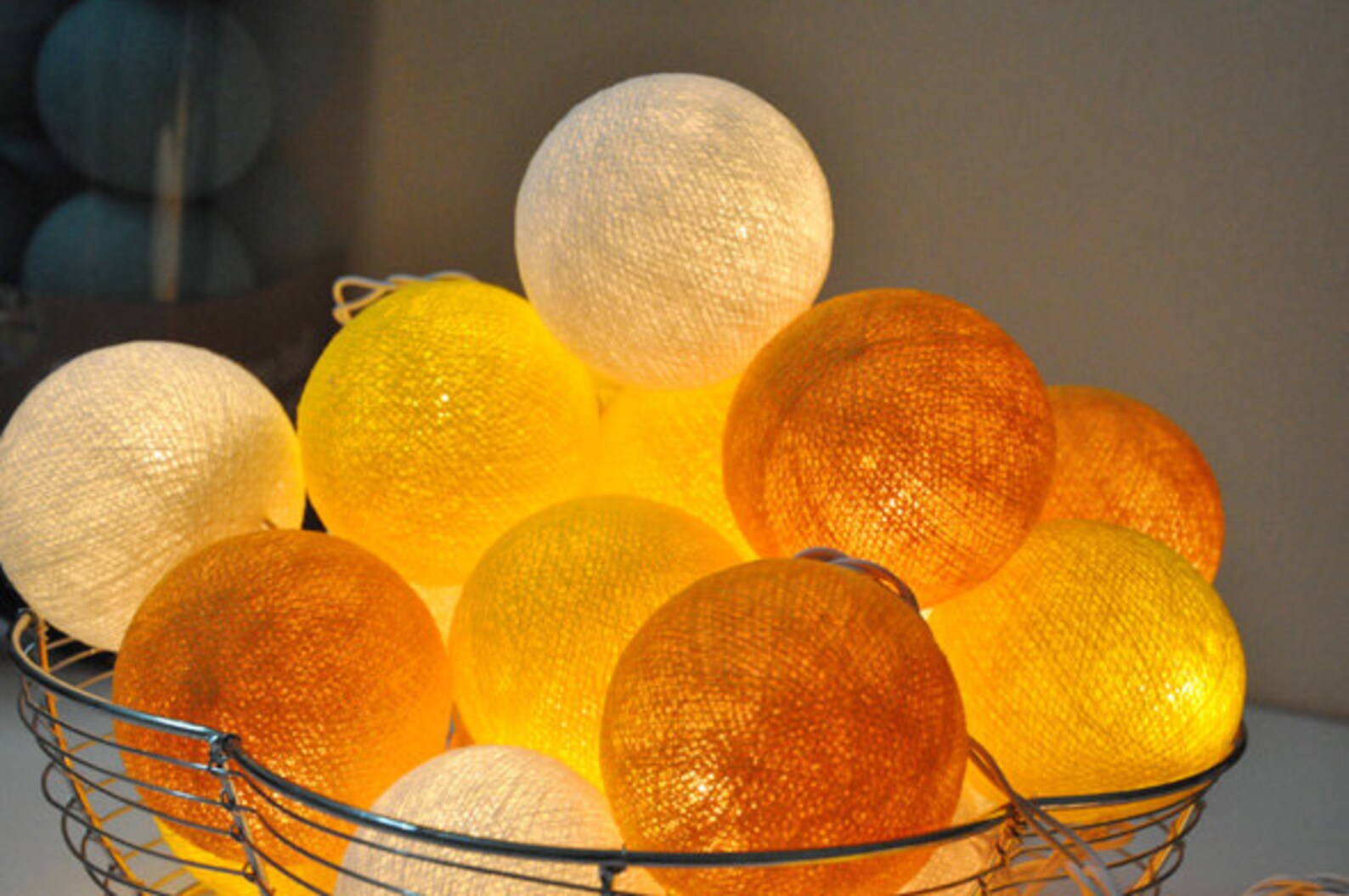 Yellow Tones Cotton Ball String Lights for Patioweddingparty Etsy