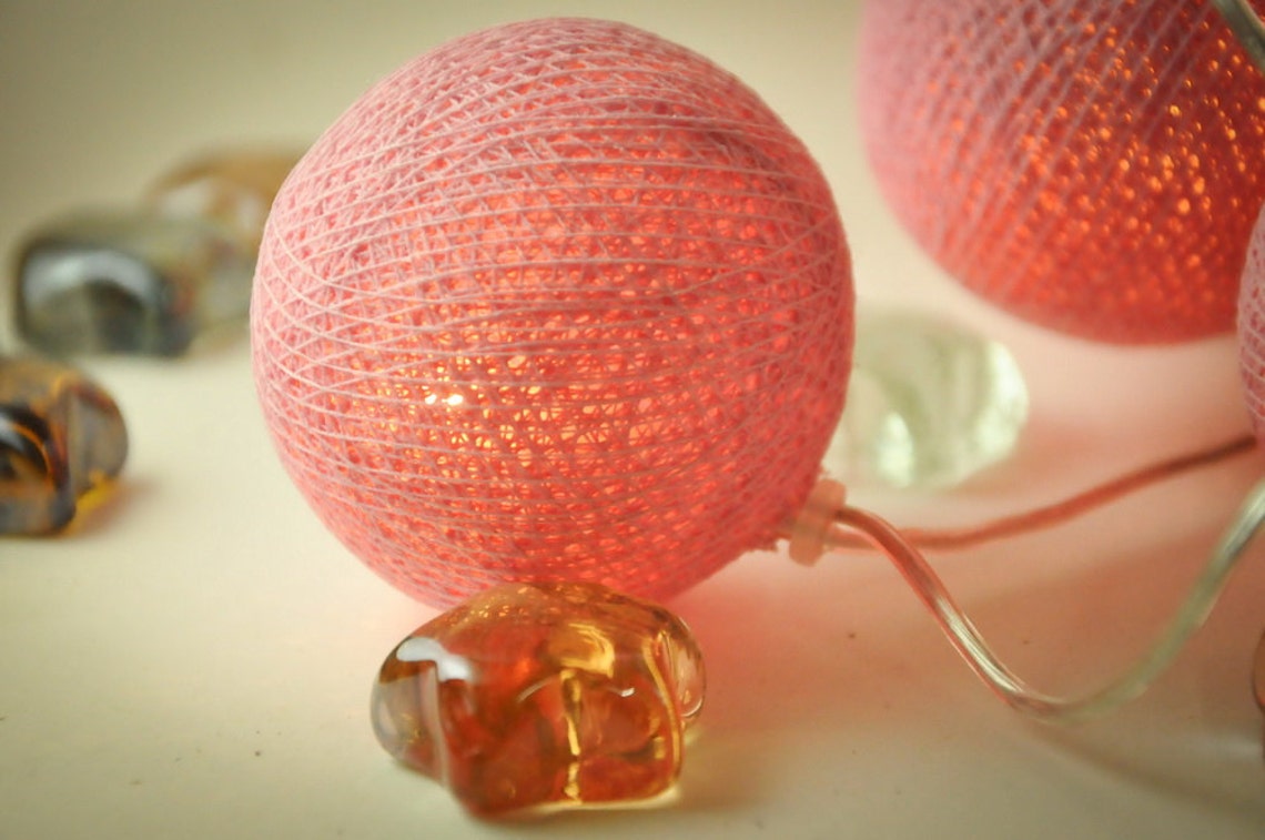 Light Pink Cotton Ball Fairy String Lights String Lights Etsy