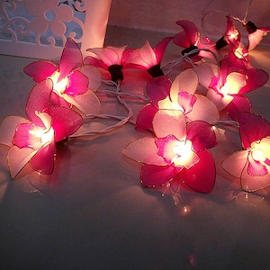 Classic Purple Orchid  flower Fairy String Lights Party Patio Wedding Decoration Wall Lights Home Decor Christmas Lights Bedroom Lights