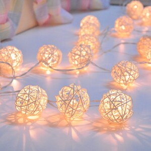 White Rattan ball string lights for Patio,Wedding,Party and Decoration,Fairy Lights