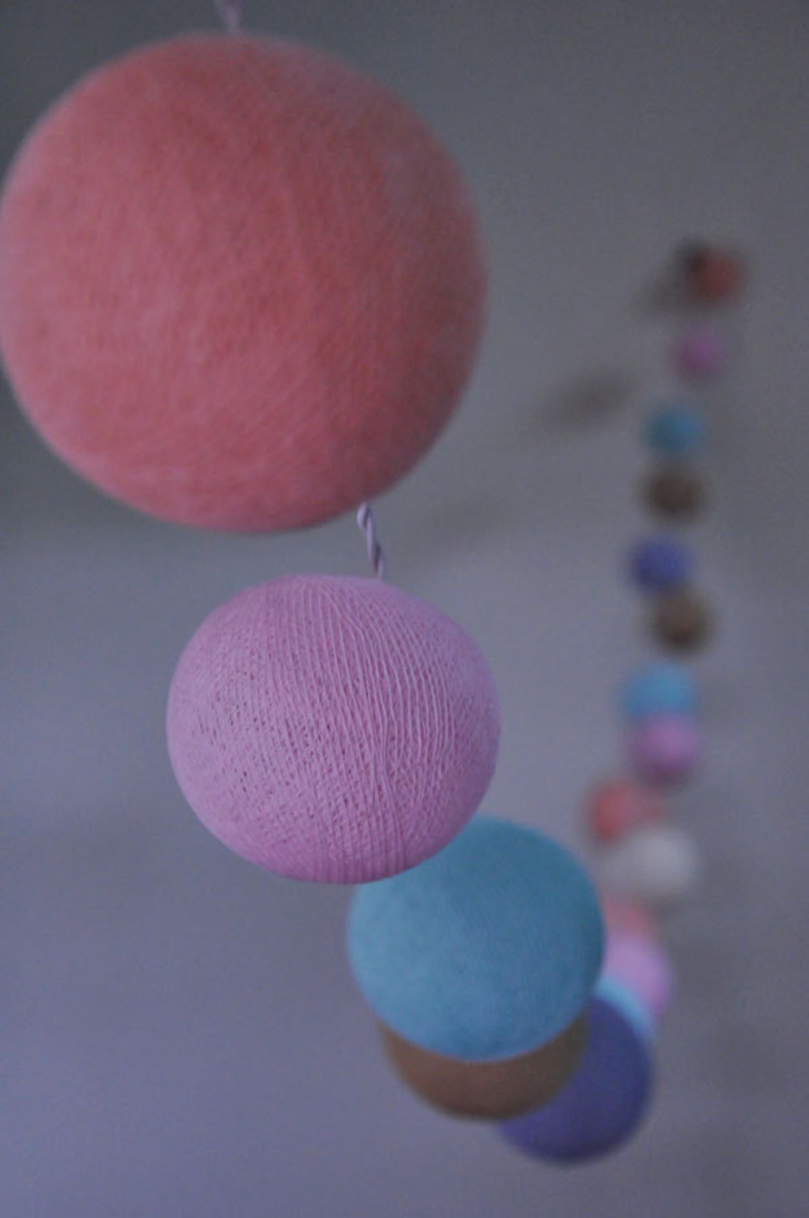 35 Bulbs Sweet Pastel Pink cotton ball string lights for Etsy