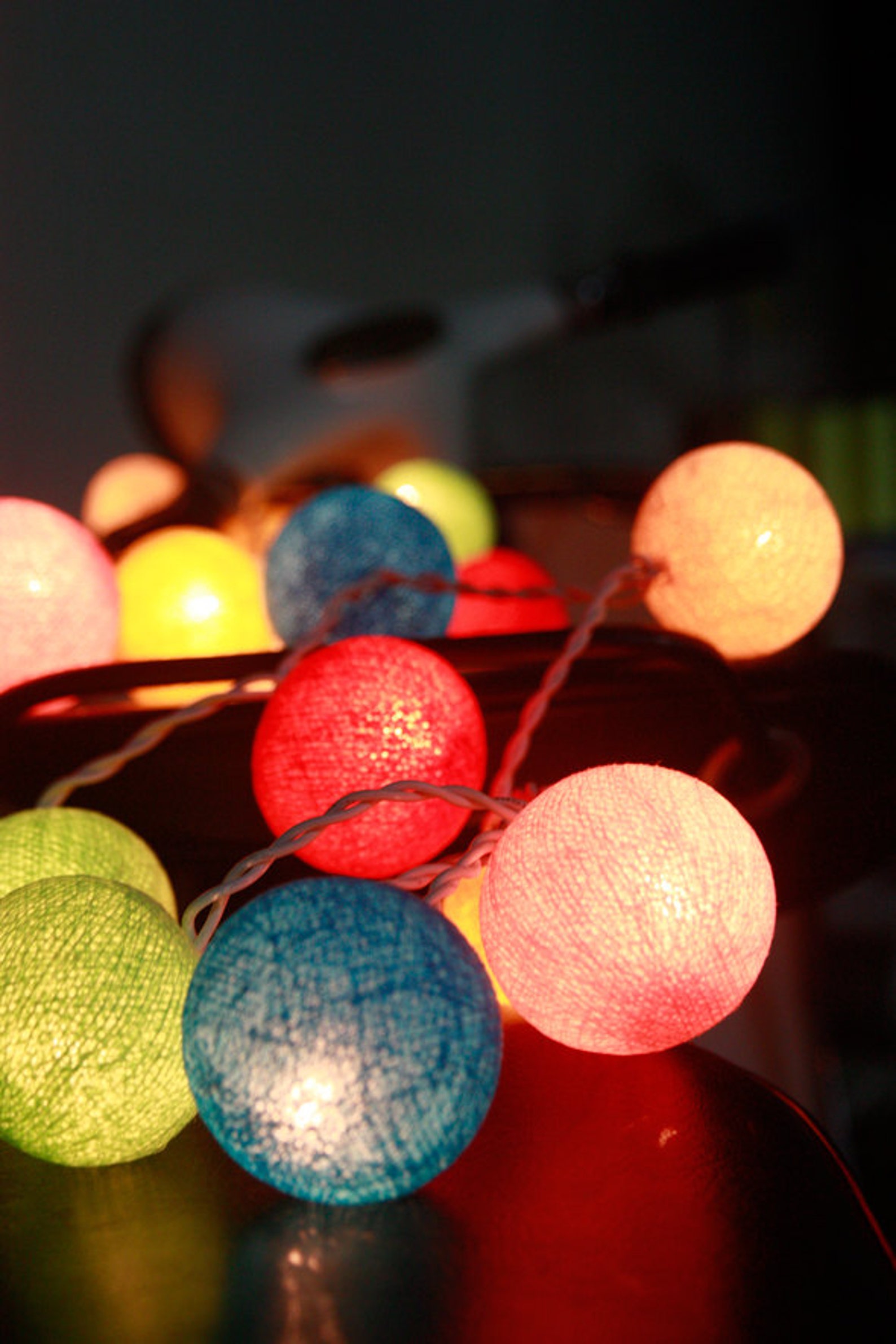 Colourful Cotton Ball String Lights for Patioweddingparty Etsy