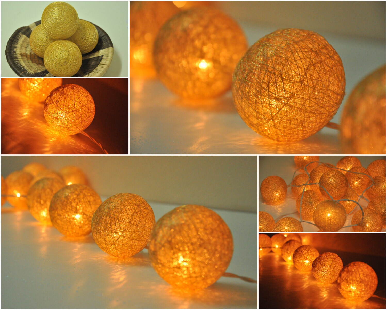 Gold Cotton Ball String Lights for Patioweddingparty and Etsy