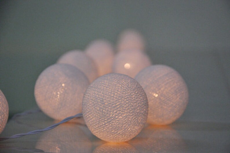 Cotton ball string lights for PatioWeddingParty and Etsy