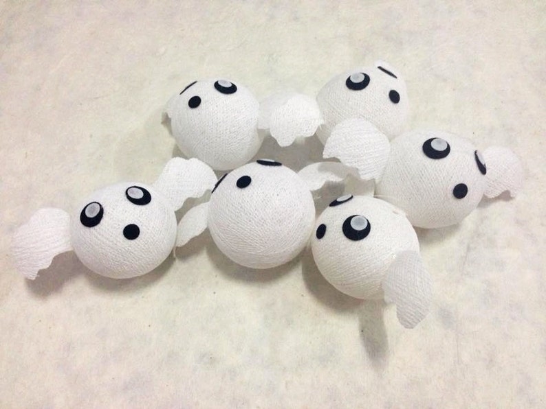 Halloween series Ghost cotton ball string lights for halloween night, Halloween lights decoration, fairy lights image 3