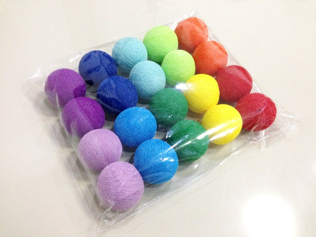 Rainbow Cotton Ball String Lights for Patio wedding party and