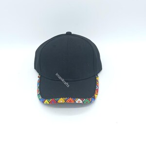 Handgefertigte Perlenbesatz Hut, Statement Cap, Kulturelle Mode Kopfbedeckung, Afrikanische Perlen Baseballmütze Bild 7