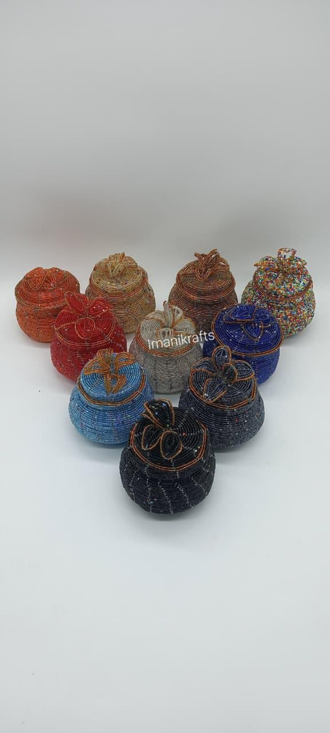 Assorted African Hand Beaded Storage Box Set, Handmade Jewelry ...
