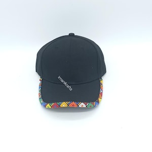 Handgefertigte Perlenbesatz Hut, Statement Cap, Kulturelle Mode Kopfbedeckung, Afrikanische Perlen Baseballmütze Bild 1