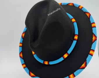 Abbigliamento africano fatto a mano, cappello Fedora con perline Masai, copricapo con perline culturali