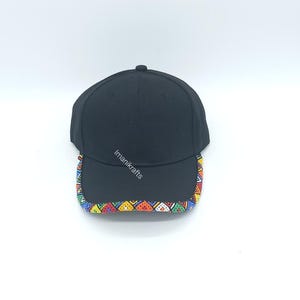 Handgefertigte Perlenbesatz Hut, Statement Cap, Kulturelle Mode Kopfbedeckung, Afrikanische Perlen Baseballmütze Bild 9