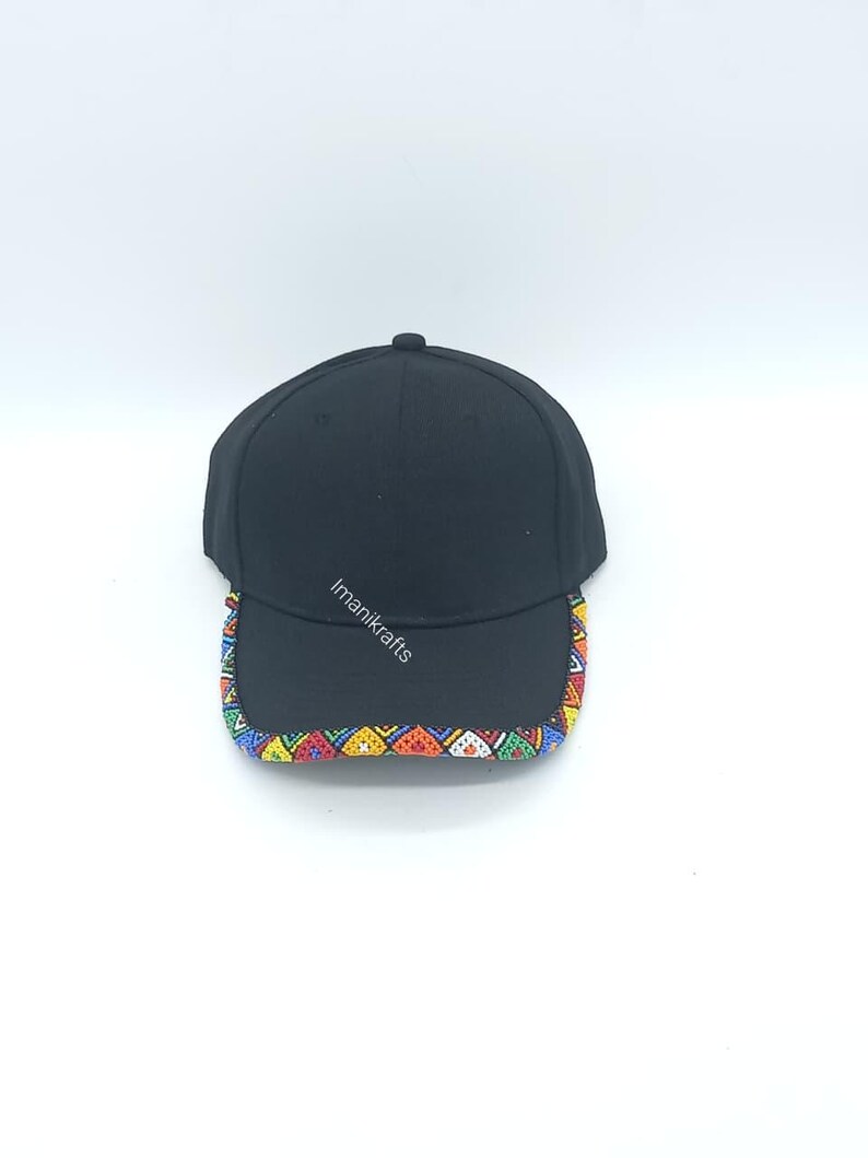Handgefertigte Perlenbesatz Hut, Statement Cap, Kulturelle Mode Kopfbedeckung, Afrikanische Perlen Baseballmütze Bild 9