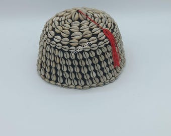 Handgefertigte Kauri Muschel Kappe, Afrikanische Muschel Kopfschmuck, Kulturelle Deko Hut