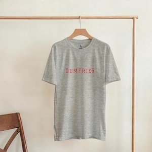 Dumfries Scottish T-Shirt - Scottish Pride - Scottish Gift - Varsity Style T-Shirt - College Style T-Shirt - Heavyweight Cotton Tee