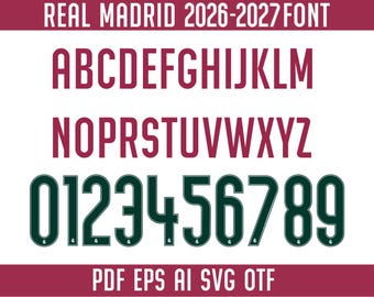 Tipografía de fuente Real Madrid 2026-2027 Archivos vectoriales OTF Ai eps PDF