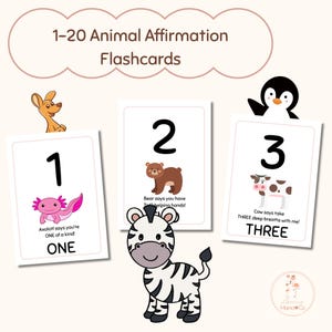 Animal Numbers 1-20 Flashcards: Toddler Learning Printables (PDF + JPG)