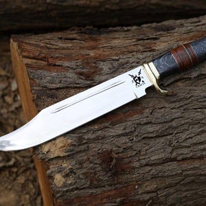Hunting Knife Gift for Men – Handmade D2 Steel Knife | Leather Sheath | 18&quot; Full Tang Blade | Outdoorsman Gift