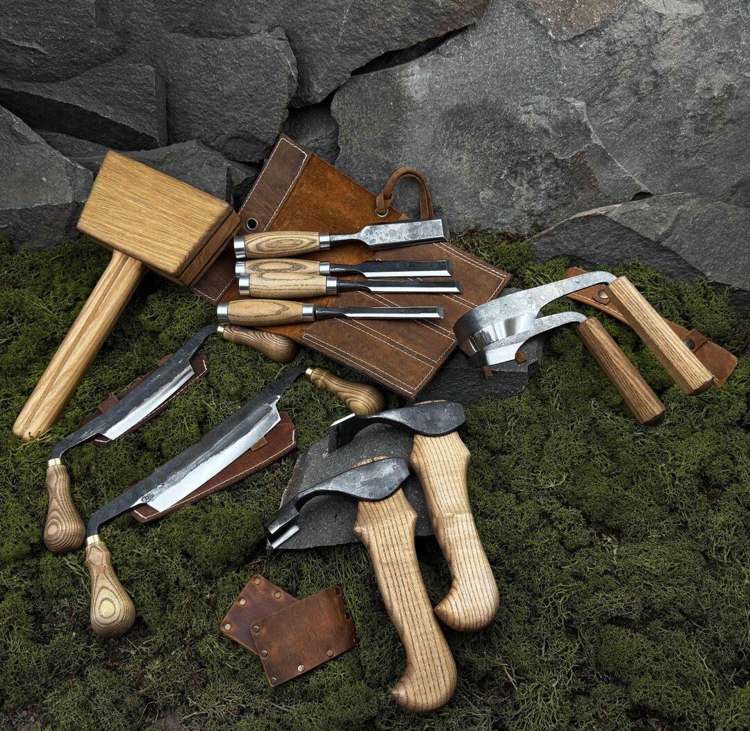 Woodwork Tools Set 11-piece Forged Woodworking Tool Set With Sheaths - Etsy