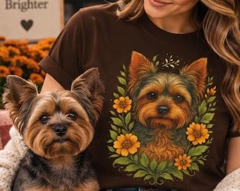 Yorkie Shirt, Yorkie Mom Gift, Yorkshire Terrier Shirt, Floral Yorkie Tee, Yorkie Lover Gift, Dog Mom Shirt, Yorkshire Terrier Gift for Her