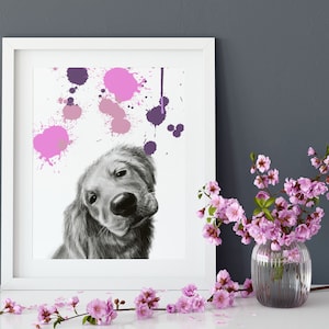 Cute Golden Retriever Puppy Animal Print, Wall Art, Puppy Illustrations, Living Room Décor, Home Wall Décor, Nursery Art, Nursery décor