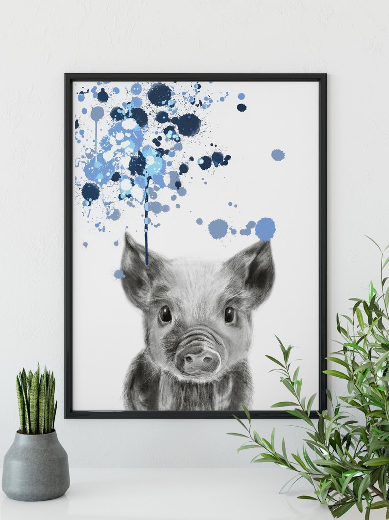 Cute Piggie Farm Animal Print, Piglet Wall Art, Pig Illustrations