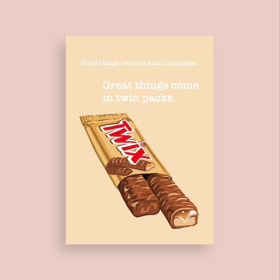 Twins Congratulations Card, Twix Chocolate, Twin Pack, Funny Card 