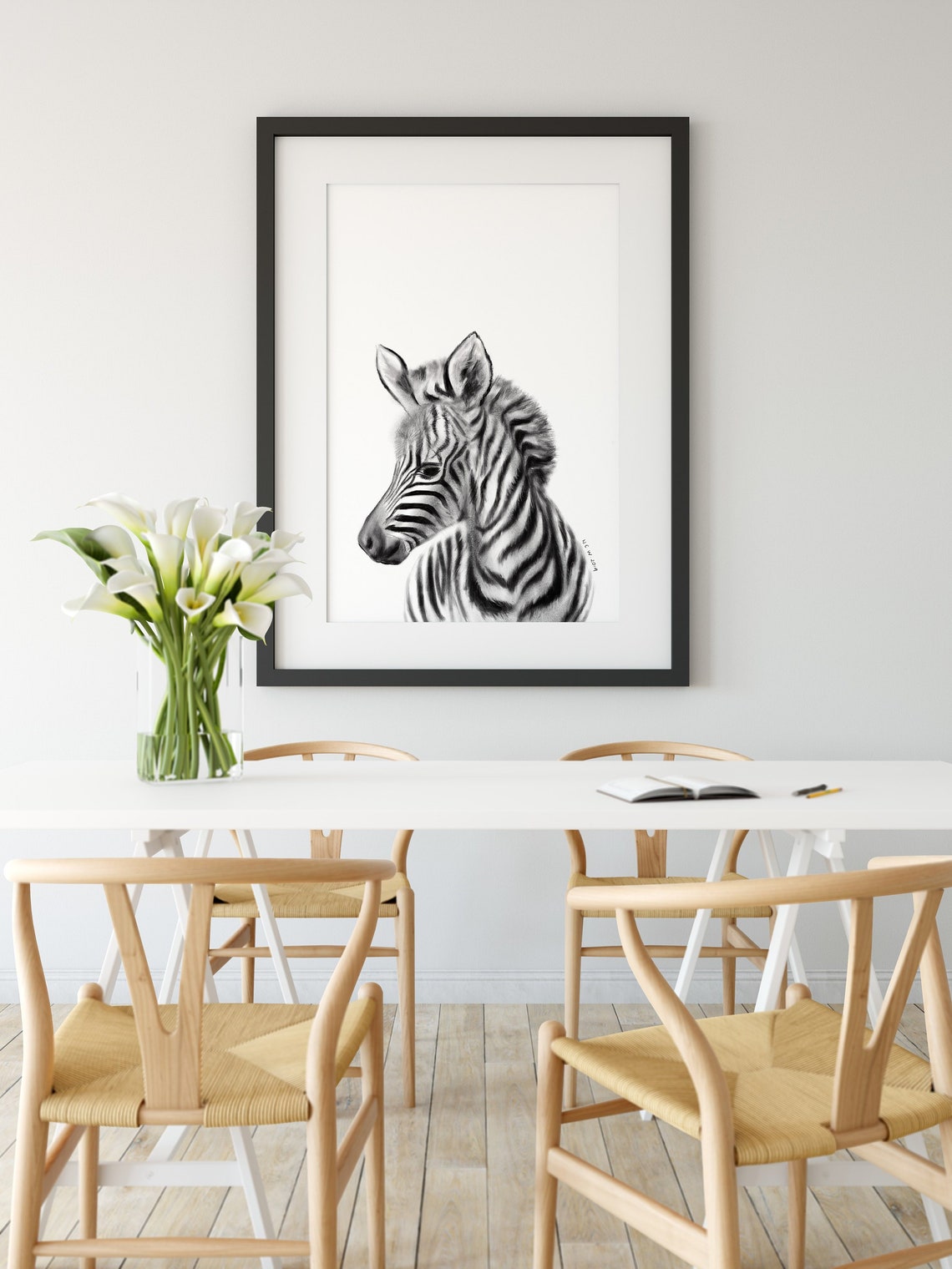 Bonita cebra granja animal impresión Arte de pared Safari | Etsy