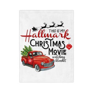 Hallmark Christmas Movie Blanket, Cozy Throw for Movie Nights, Holiday Decor, Gift for Fans, Soft Velveteen Blanket