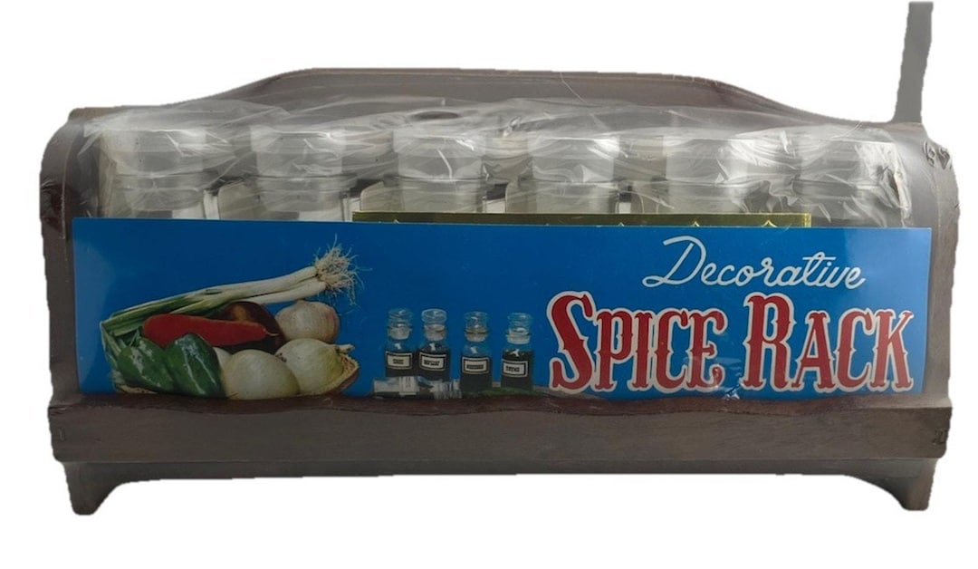 New Vintage Wooden Spice Rack With 6 Jars Still in Packaging - Etsy